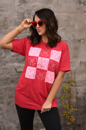 Checkered Bows & Hearts Tee