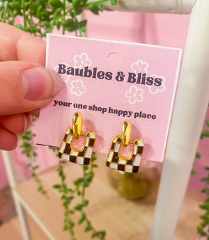 On Check Mini Square Earrings
