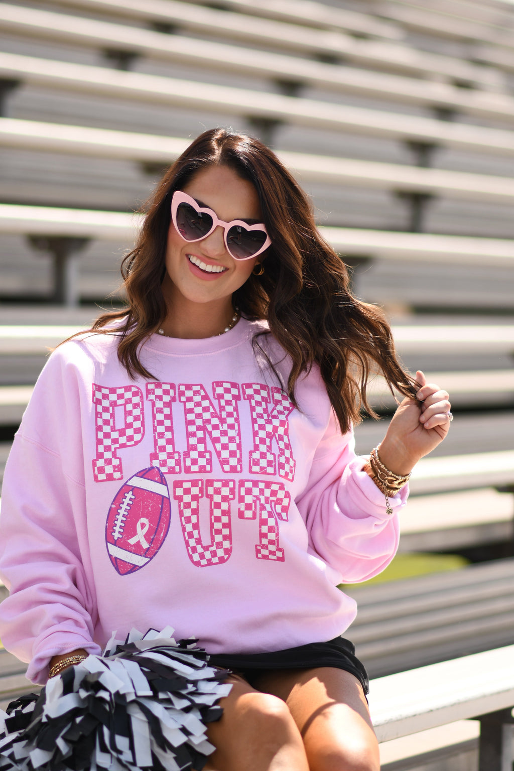 Pink Out Checkered Football Sweatshirt