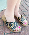Wild Destination Leopard Buckle Criss Cross Soda Sandals