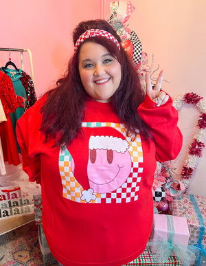 Christmas Checkered Smiley Sweatshirt