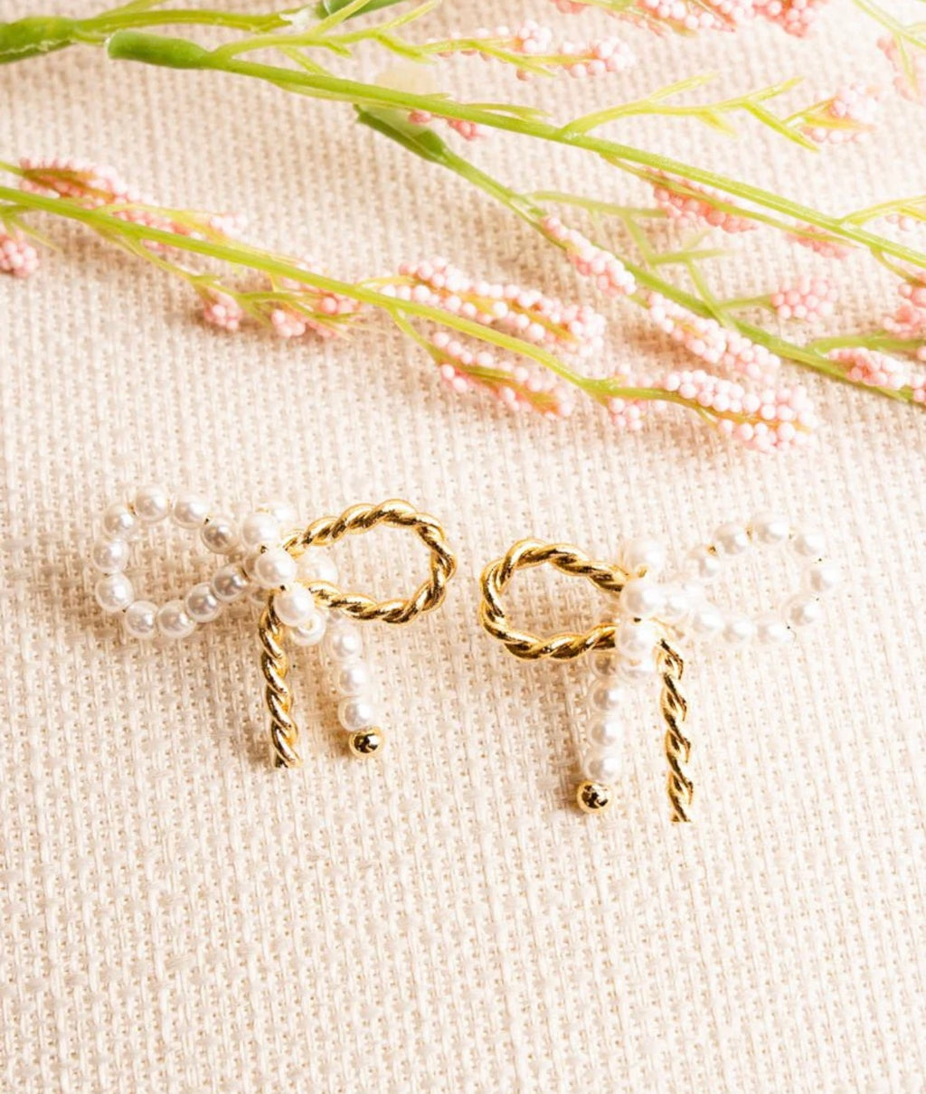 Paris Nights Half Pearl Bow Earrings