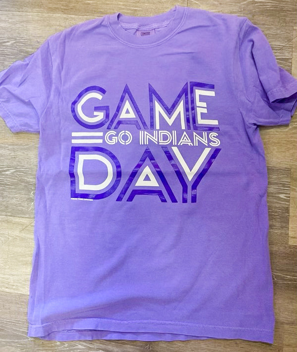 Striped Game Day Go Indians Tee