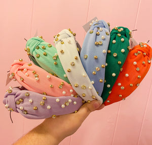 Colors of Spring Pearl & Bling Knotted Headband