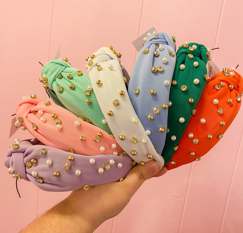 Colors of Spring Pearl & Bling Knotted Headband