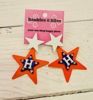 Bling Houston Astros Star Earrings