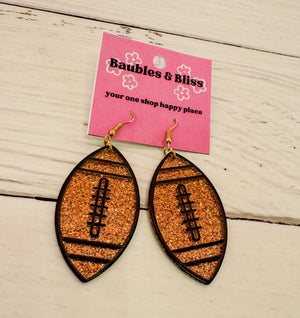 Major Goals Glitter Football Earrings