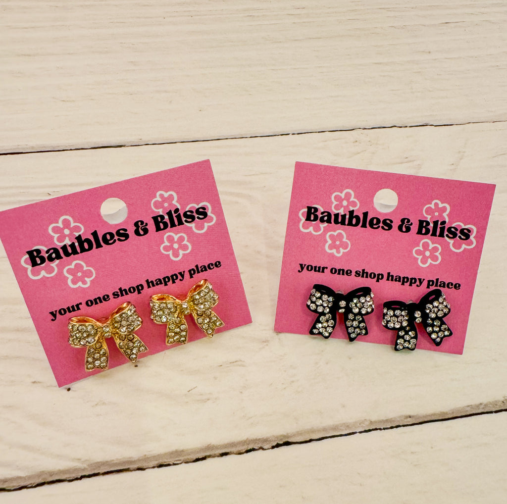 Precious Bling Bow Stud Earrings