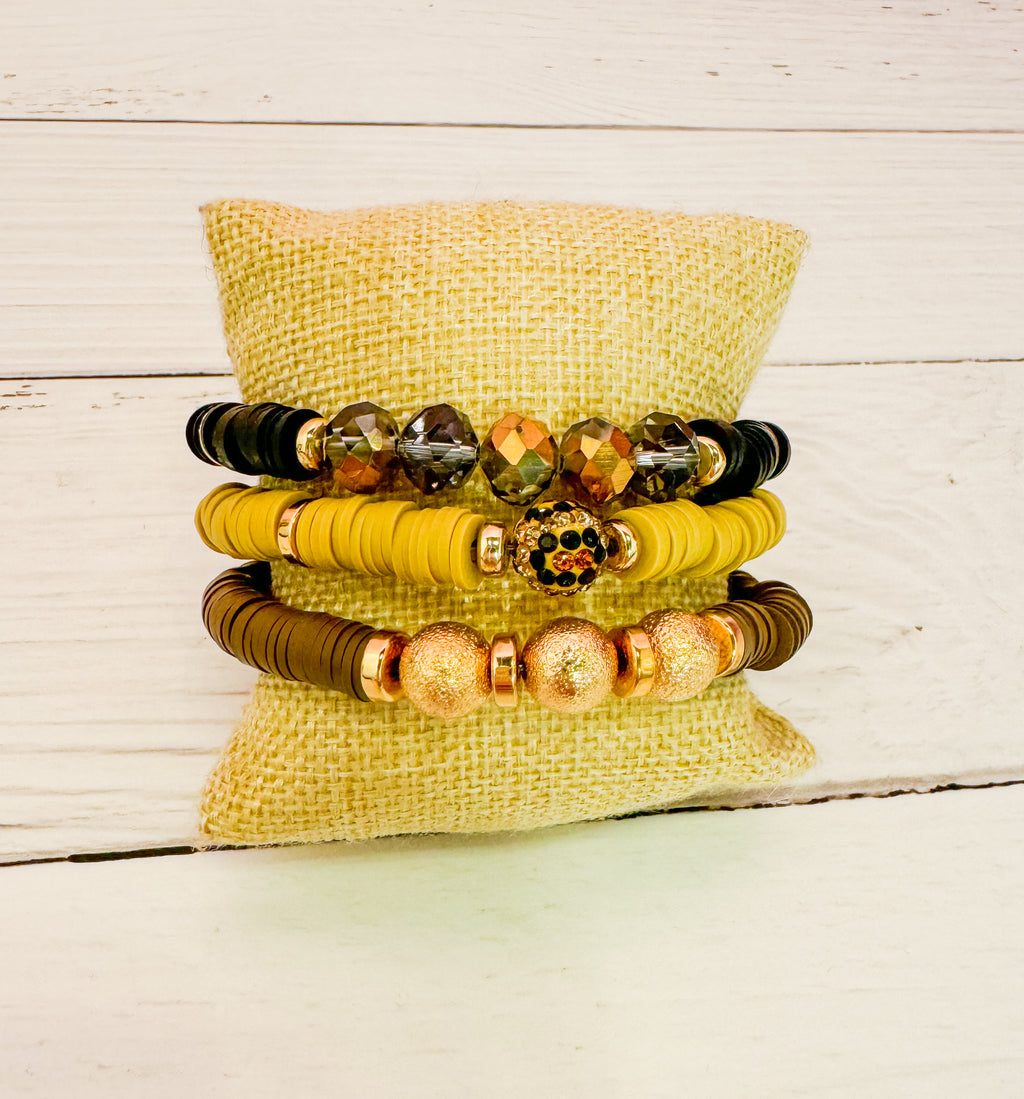 Pop Of Leopard Fall Neutrals Bracelet Stack