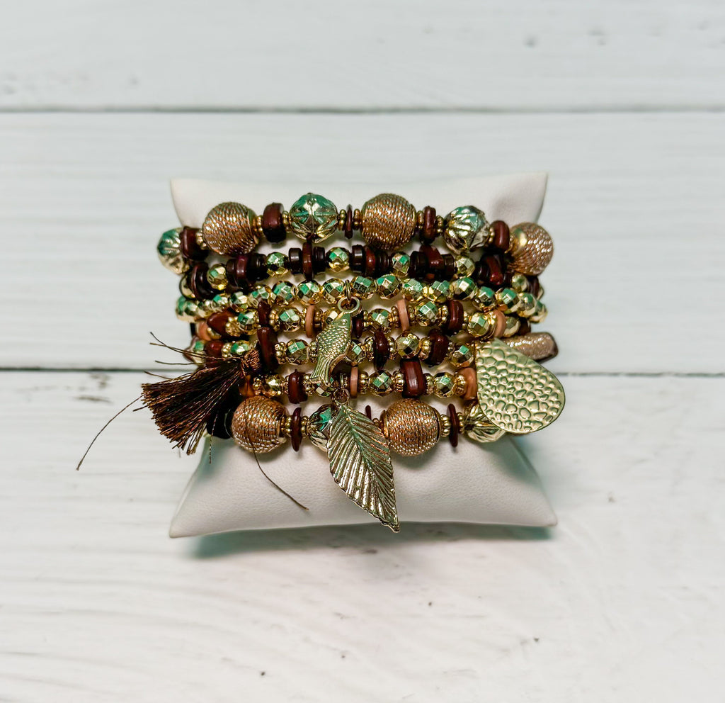 Shimmer Style Brown & Gold Bracelet Stack