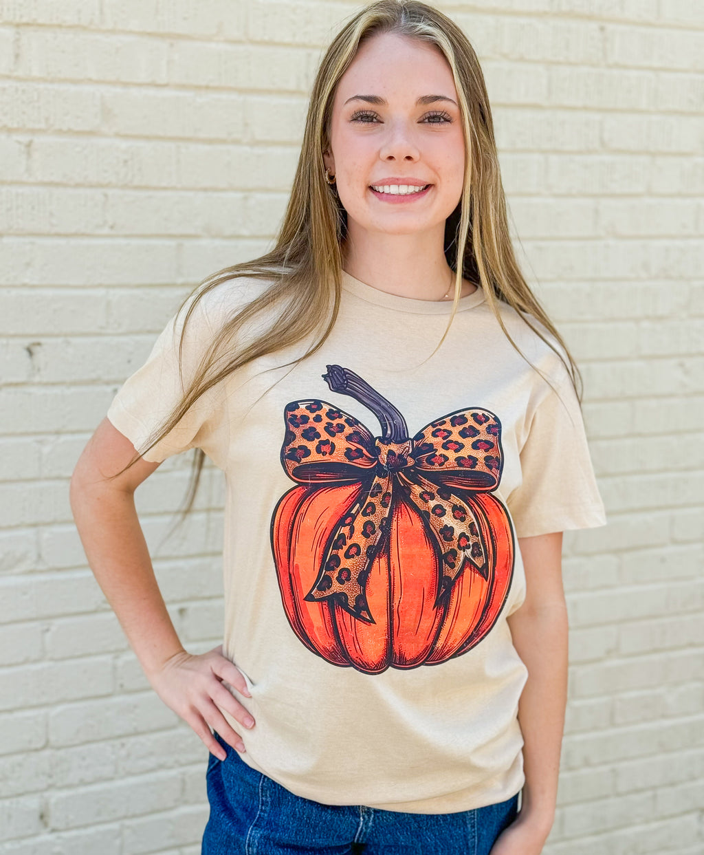 Leopard Bow Pumpkin Tee