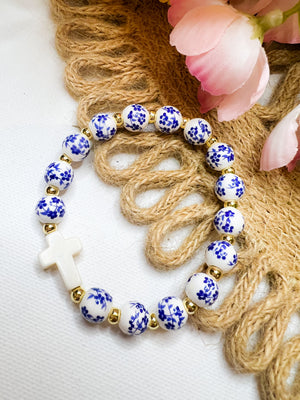 Vintage Grace Chinoiserie Cross Stretch Bracelet