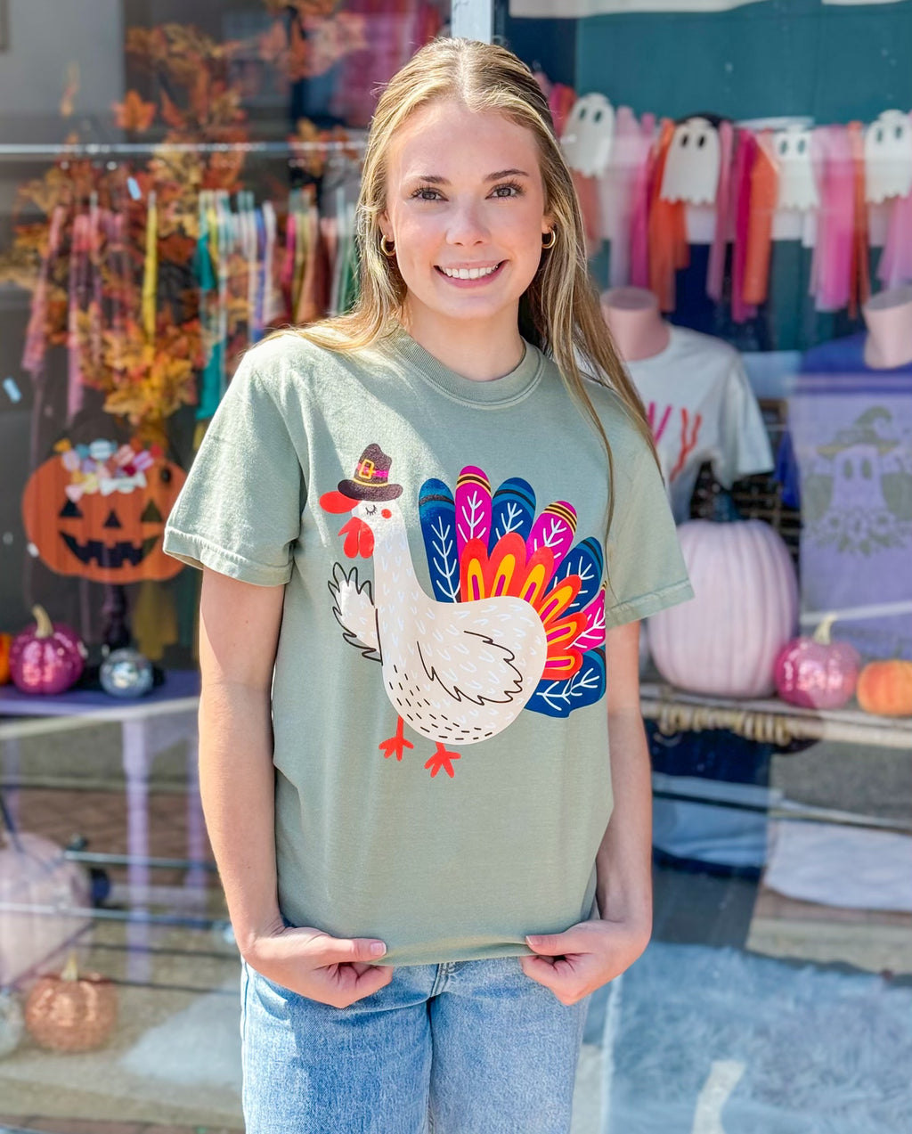 Ms. Gobblesworth Turkey Sage Green Tee