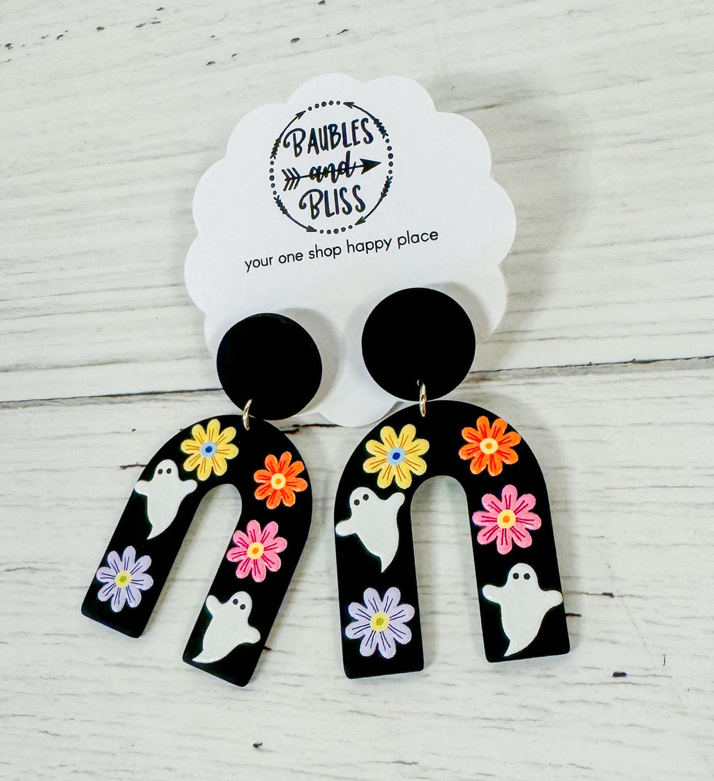 Groovy Ghoul Floral Arch Earrings