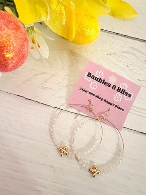 Faithful Style Beaded Circle Cross Accent Earrings