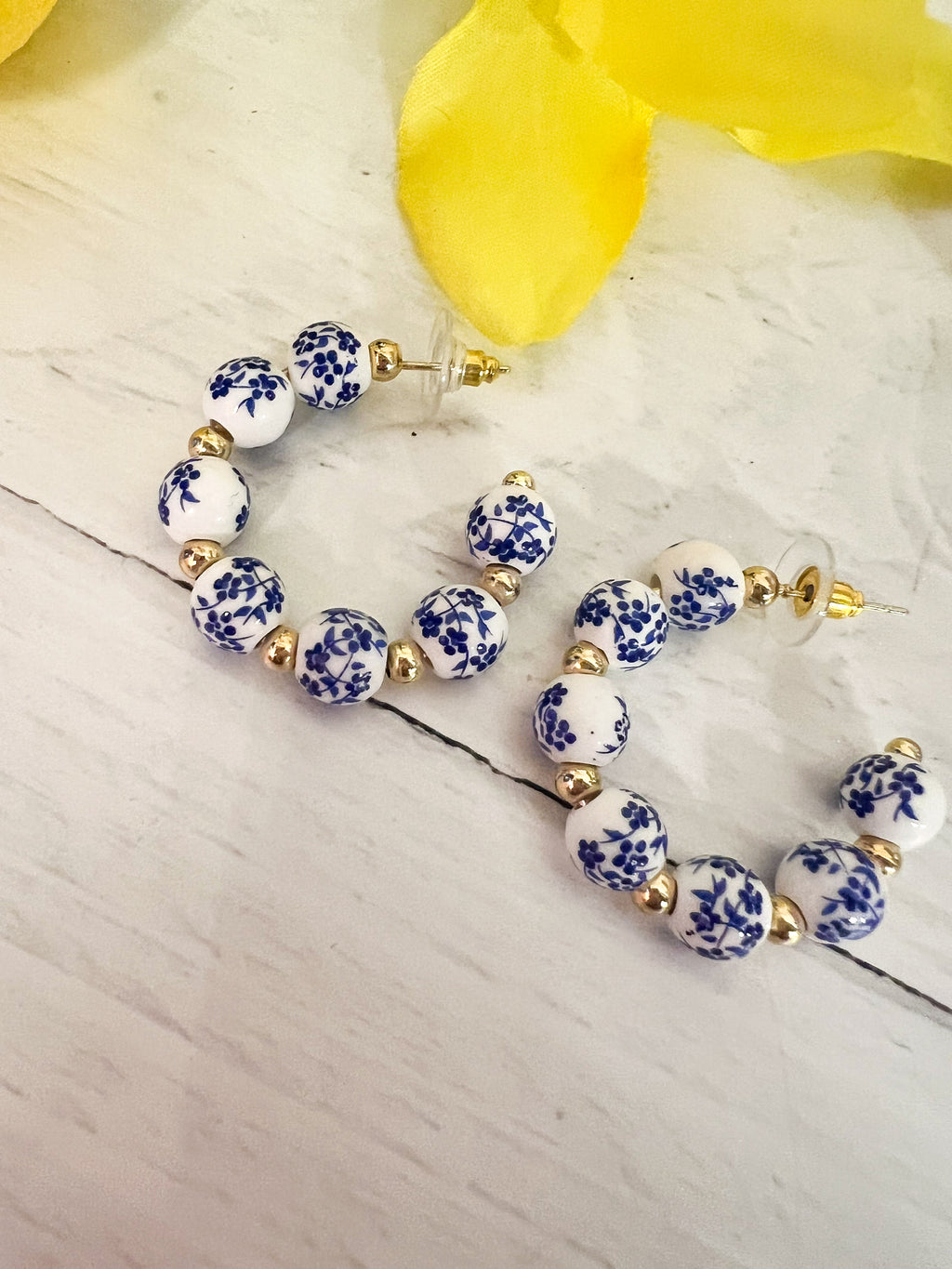 Garden Party Chinoiserie Hoop Earrings