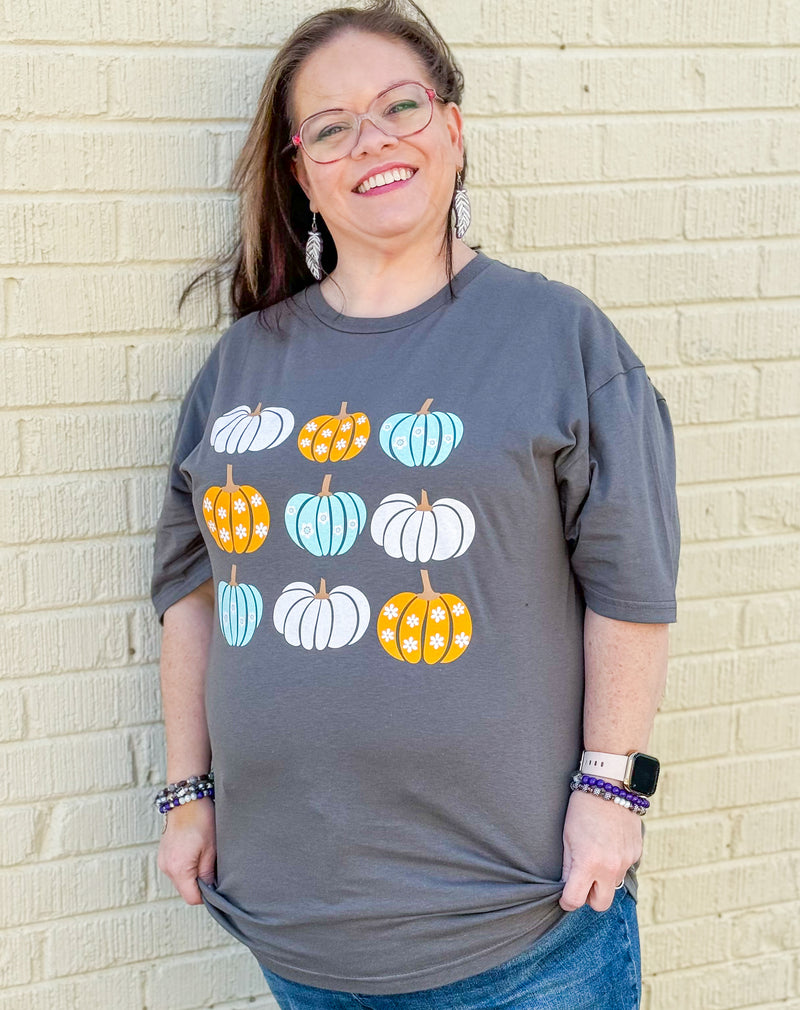 Pastel Pumpkins Charcoal Tee