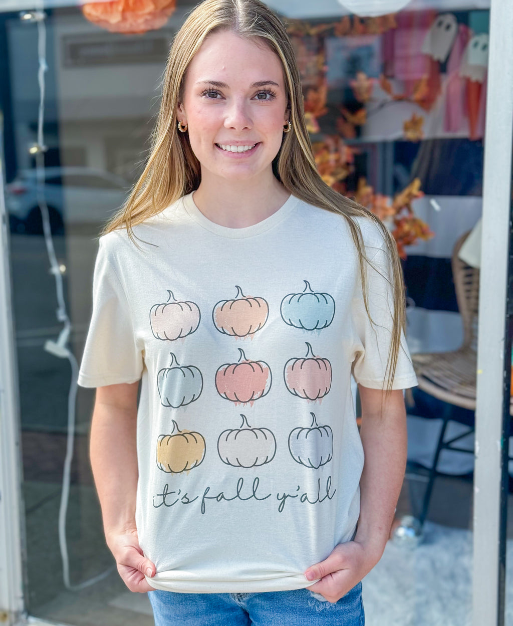 It's Fall Y'all Pastel Pumpkins Tee