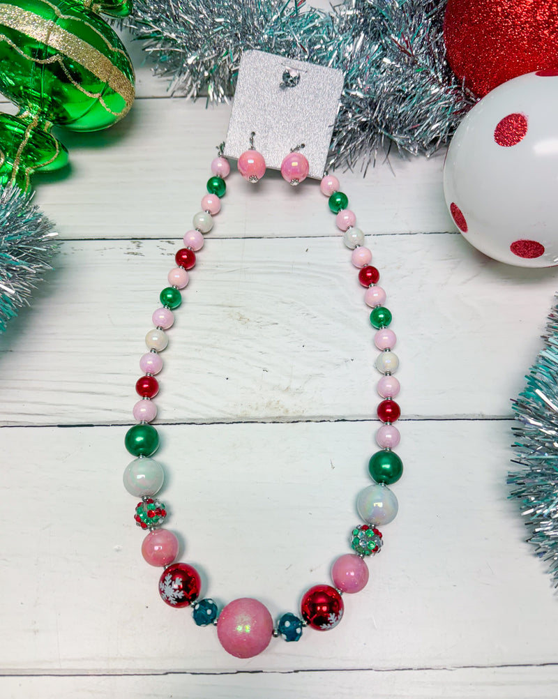 Christmas Baubles Beaded Necklace