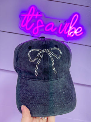 Blinged Out Bow Charcoal Hat