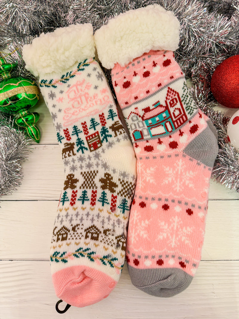 Pinkmas Please Fleece Slipper Socks