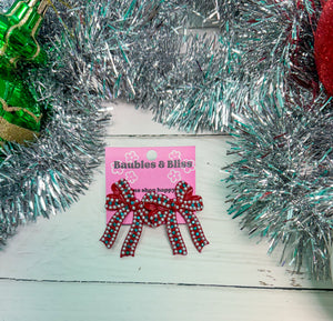 Christmas Time Pearl Bow Earrings