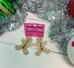 Gingerbread Man Glitter Earrings