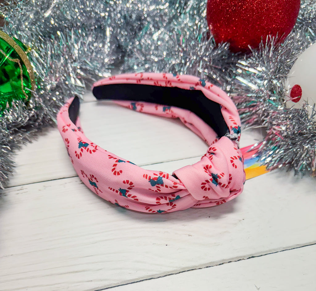 Candy Cane Lane Pink Knotted Headband