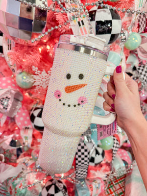 Frosty Bling Snowman 40oz Tumbler w/ Handle