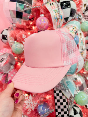 Light Pink Checkered Mesh Trucker Hat