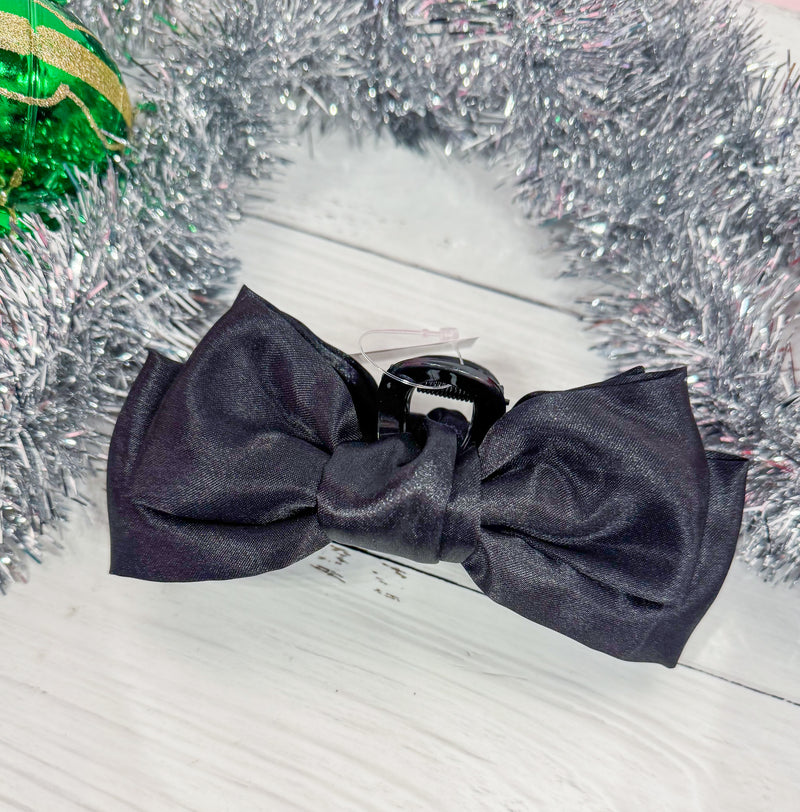 Black Ribbon Bow Hair Claw Clip