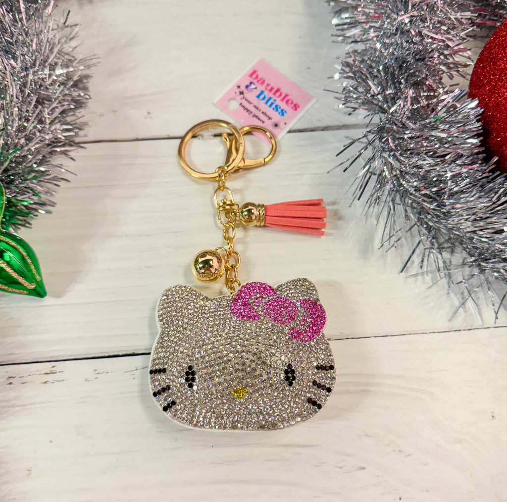 Miss Kitty Puffy Bling Keychain