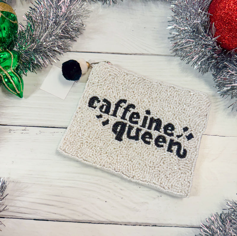 Caffeine Queen Beaded Coin Pouch