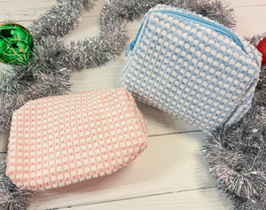 Chenille Check Soft Makeup Bag