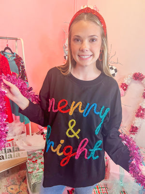 Merry & Bright Tinsel Black Pullover