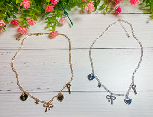 So Charming Bow & Key Charm Necklace