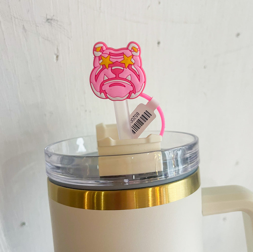 Pink Mascot Straw Topper