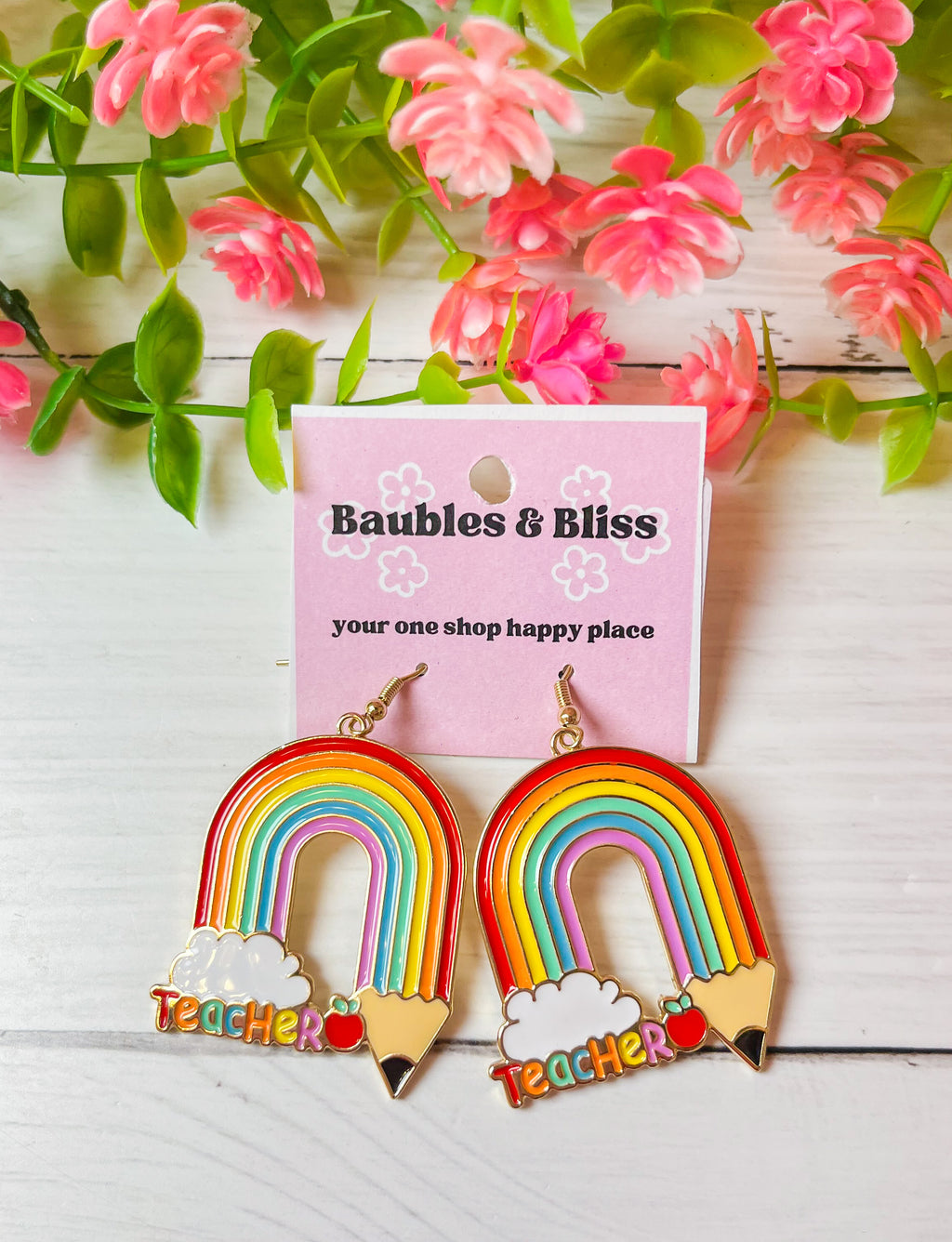 Rainbow Pencil Teacher Earrings