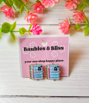 A+ Notebook Glitter Stud Earrings