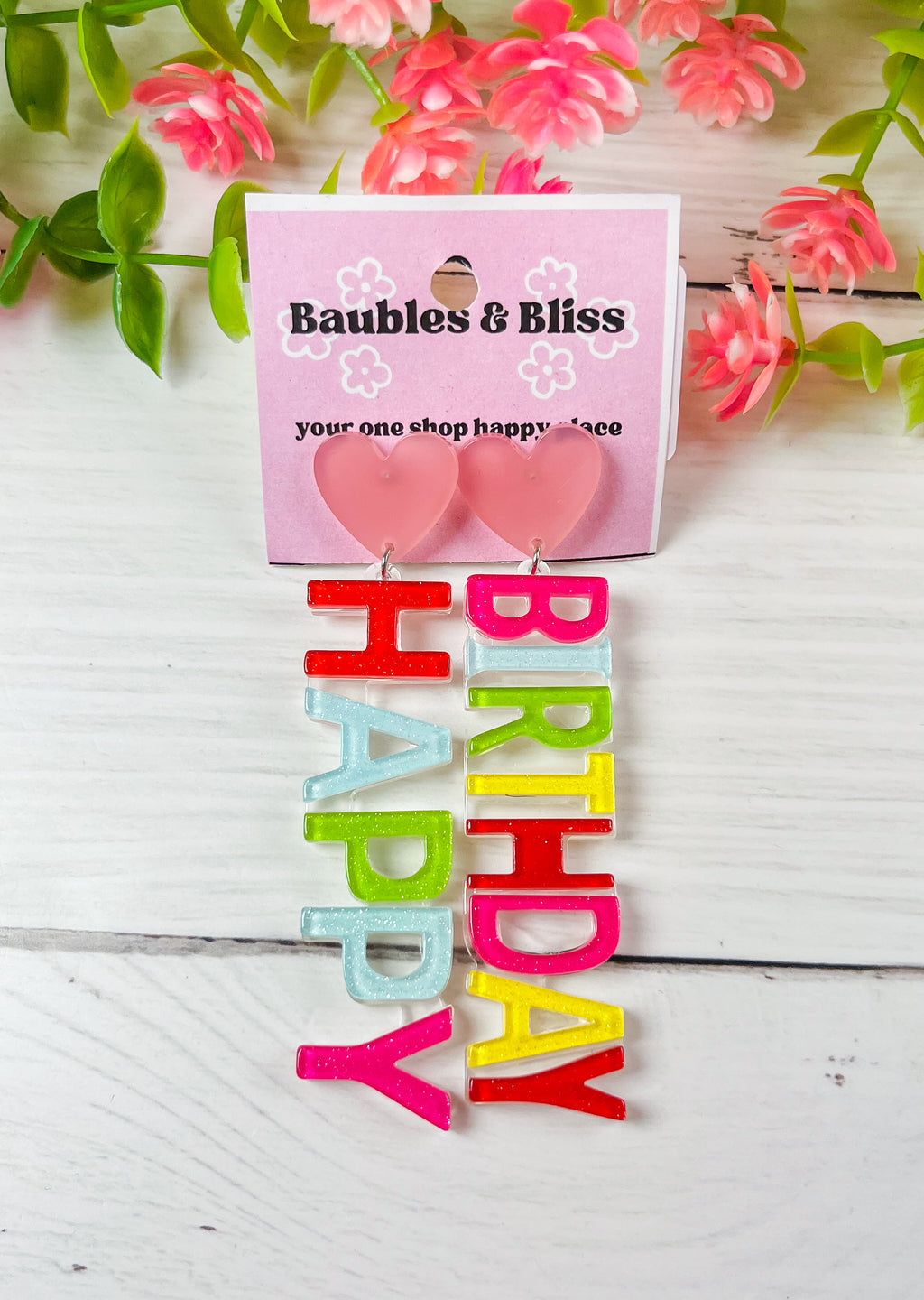 Happy Birthday Glitter Earrings