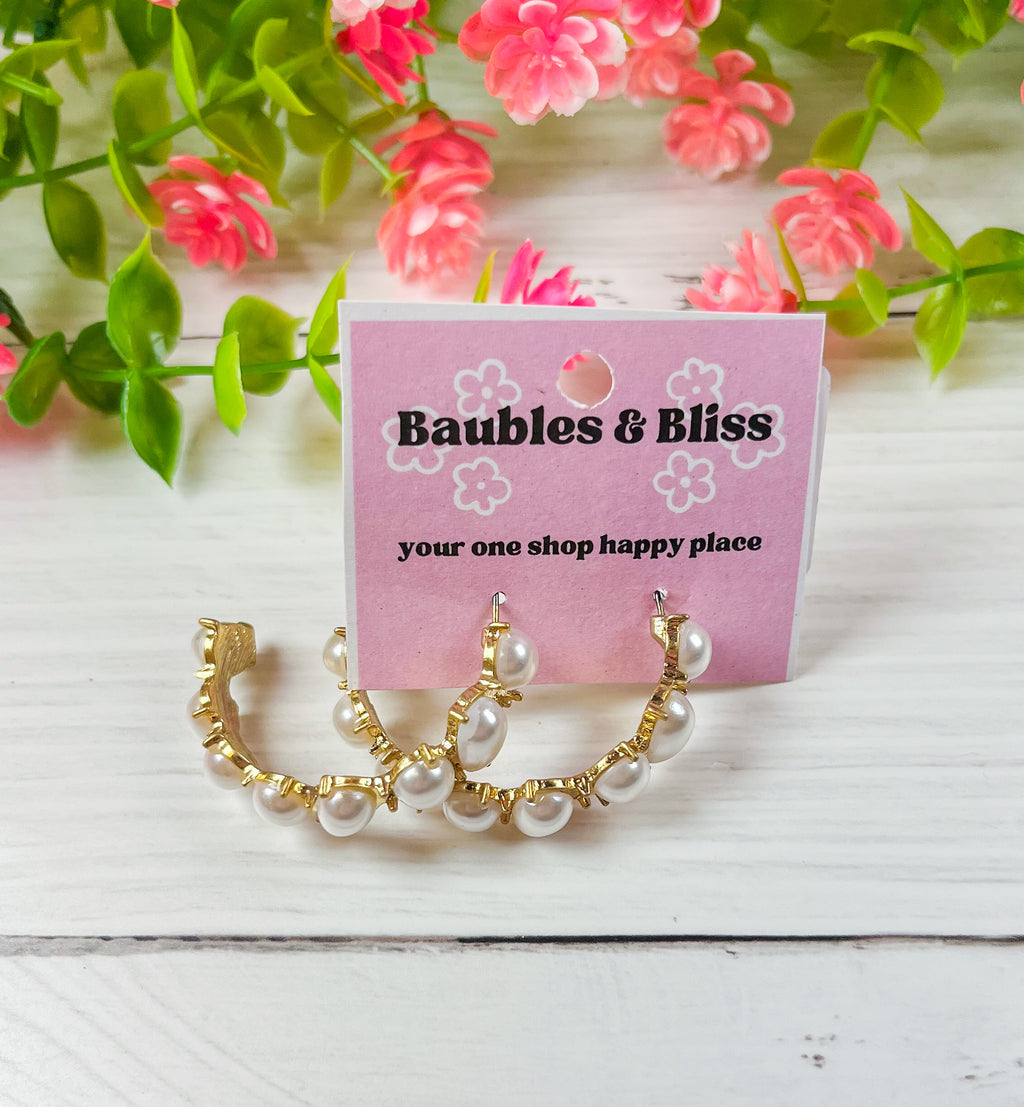 Trendsetter Large Pearl Hoop Earrings