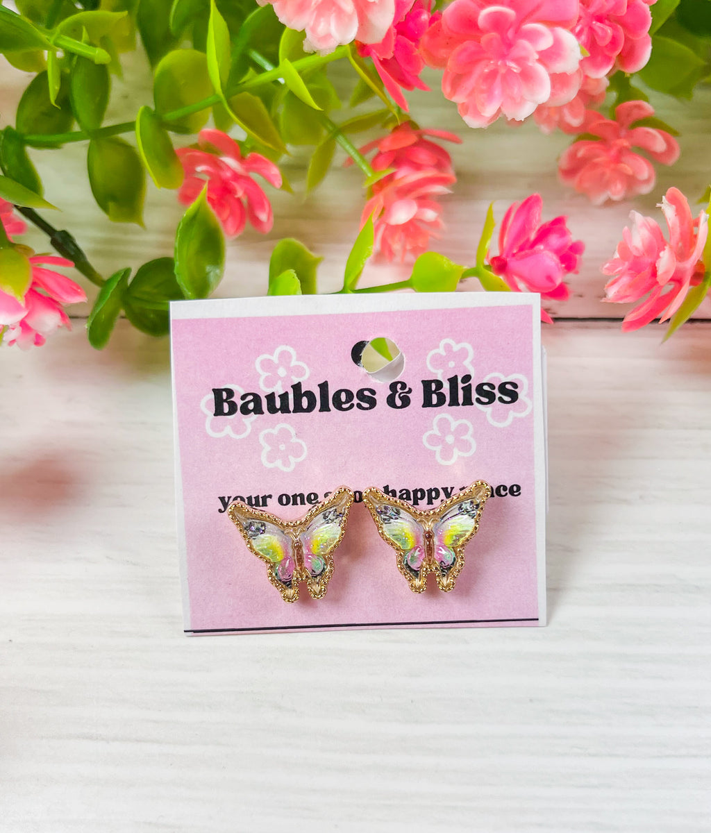 Butterfly Kisses Colorful Stud Earrings