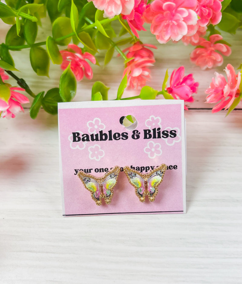 Butterfly Kisses Colorful Stud Earrings