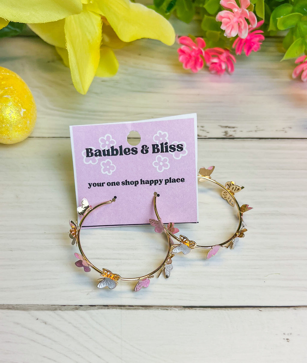 Boho Butterfly Hoop Earrings