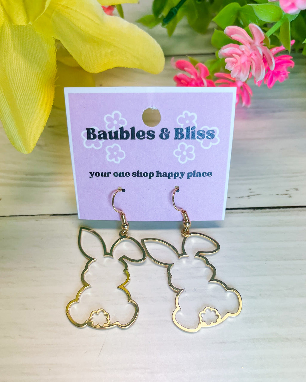 Hoppy Bunny Gold Earrings