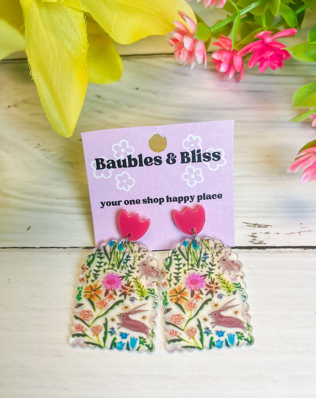 Spring Fever Printed Clear Earrings