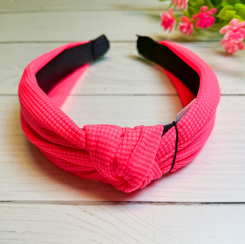 Think Pink Waffle Knotted Headband