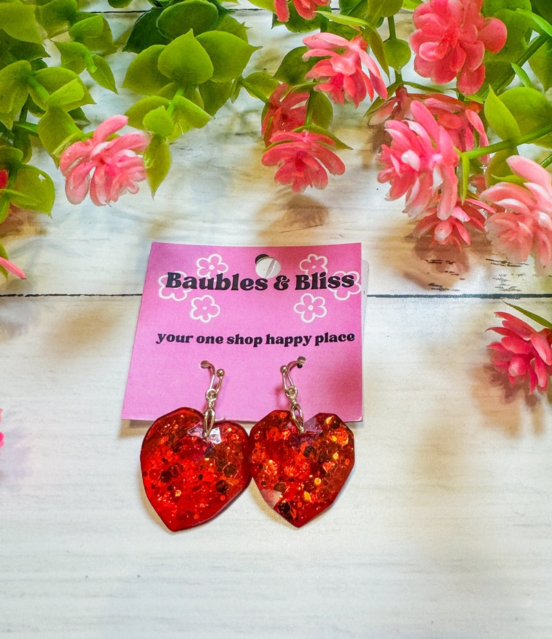 Full of Love Glitter Crystal Heart Earrings