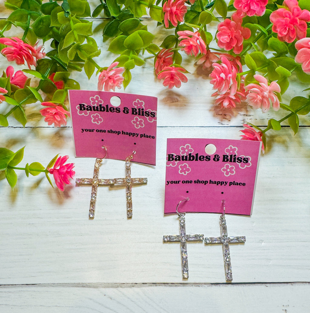 Grace Bling Cross Earrings