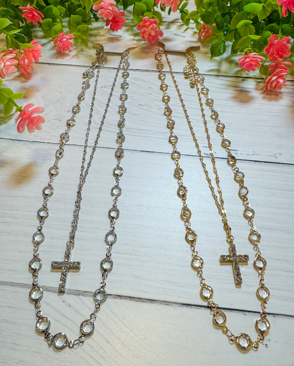 Full Of Faith Layered Bling Cross Necklace